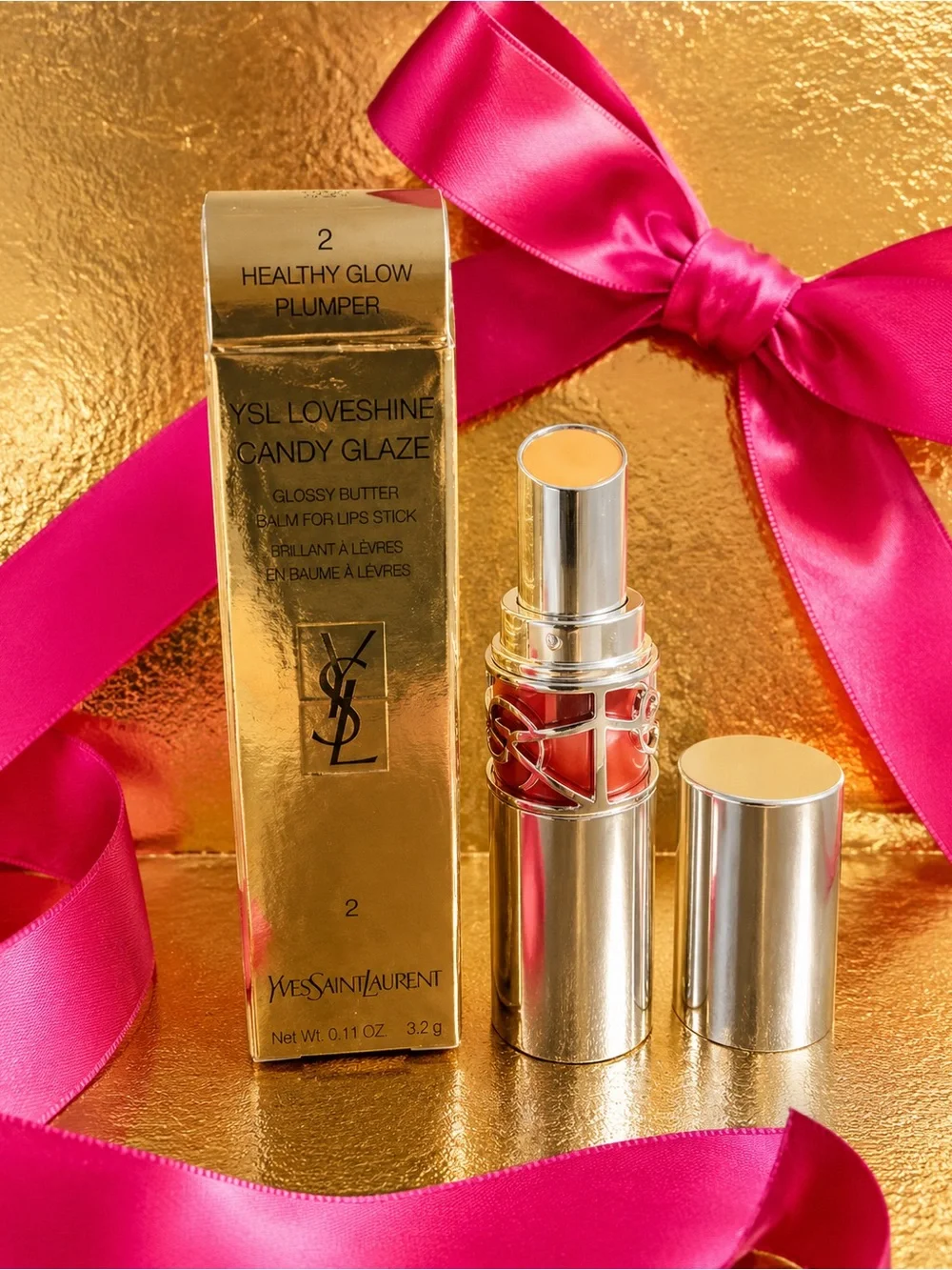 YSL Candy Glaze Healthy Glow Lip Plumper NIB Shade 2